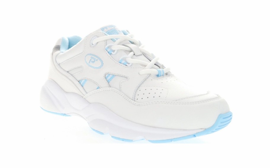 * Women'S Stability Walker Medium/X-Wide/Xx-Wide Sneaker White/Light Blue Leather Women