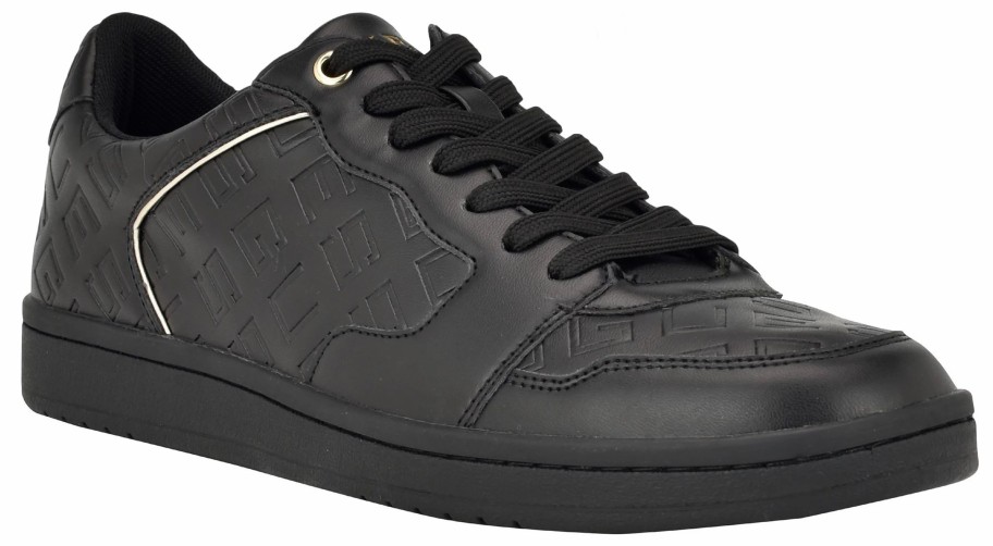 * Guess Men'S Loovie Sneaker Black/Gold Logo Multi Men