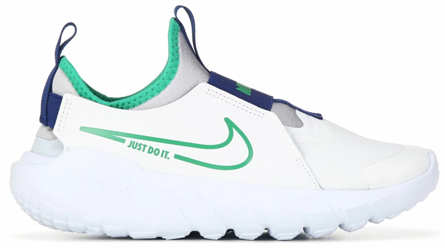 * Nike Kids' Flex Runner 2 Slip On Running Shoe Big Kid White/Green Boy