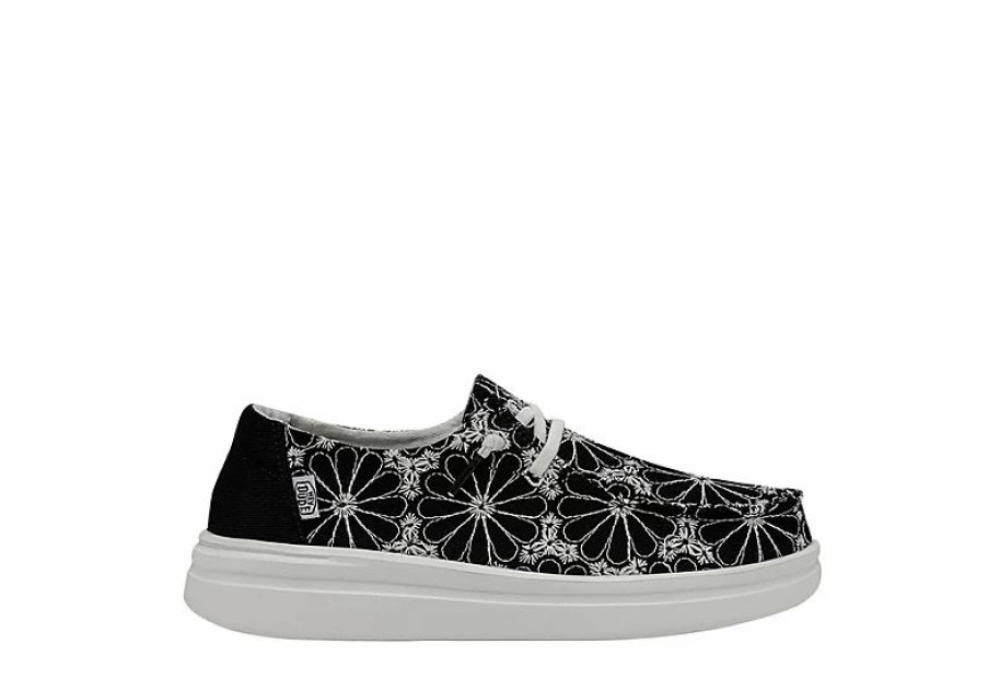 * Heydude Womens Wendy Rise Slip On Sneaker Black Women