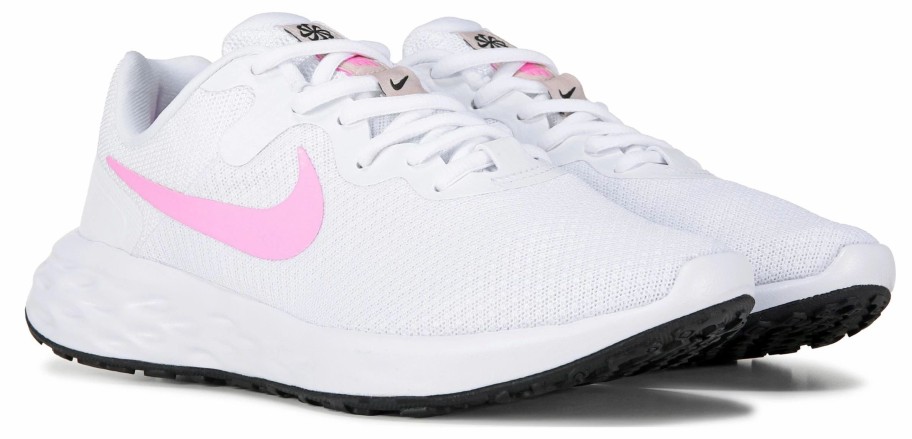 * Nike Women'S Revolution 6 Medium/Wide Running Shoe White/Pink Women