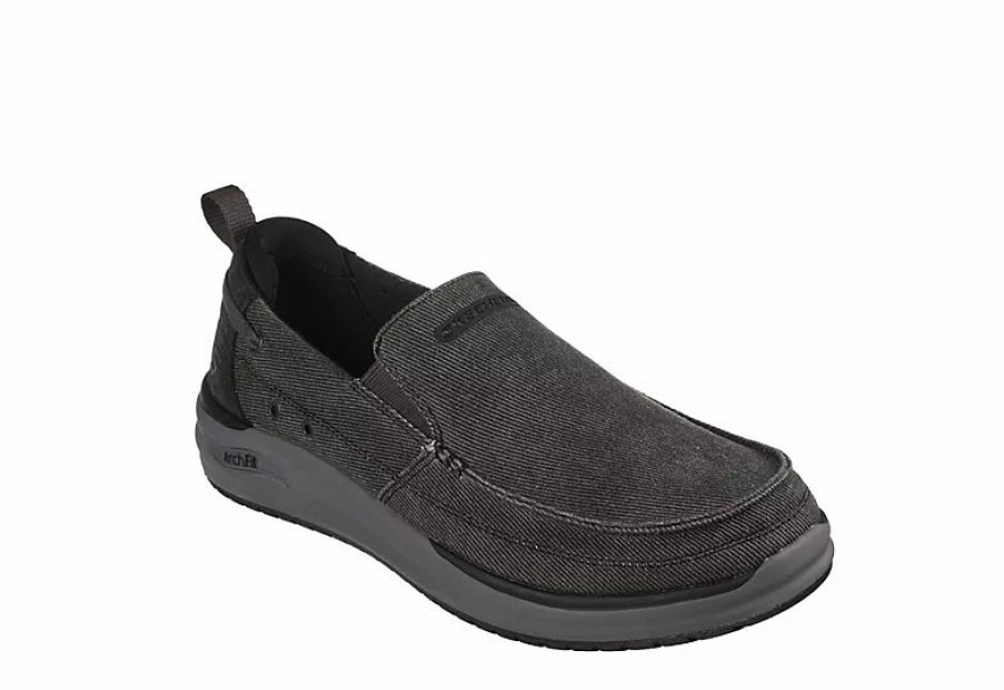 * Skechers Mens Arch Fit Melo Slip On Sneaker Grey Men