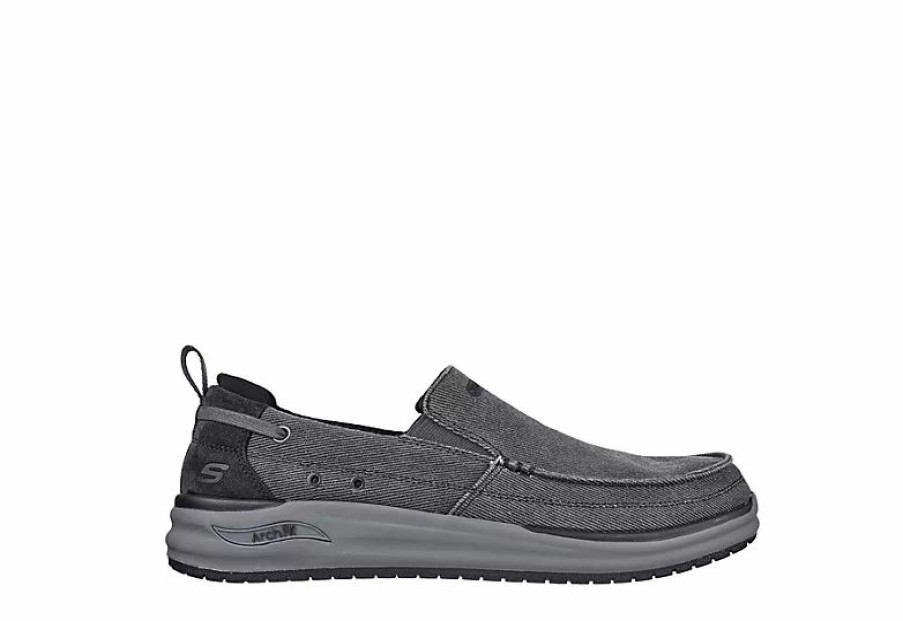 * Skechers Mens Arch Fit Melo Slip On Sneaker Grey Men