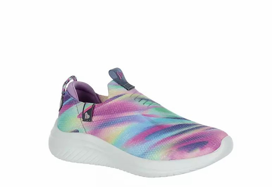 * Skechers Girls Ultra Flex Slip On Sneaker Grey Girls