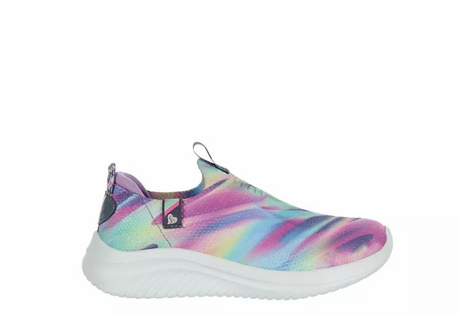 * Skechers Girls Ultra Flex Slip On Sneaker Grey Girls