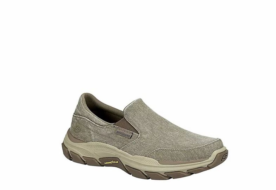 * Skechers Mens Respected Slip On Sneaker Taupe Men