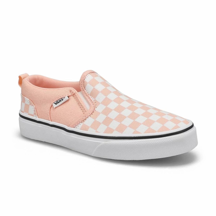 * Vans Girls' Asher Checkerboard Sneaker Peac Girls