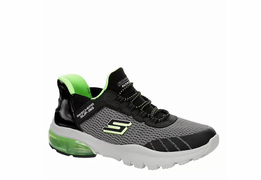 * Skechers Boys Razor Flex Air Slip-In Slip On Sneaker Grey Boys