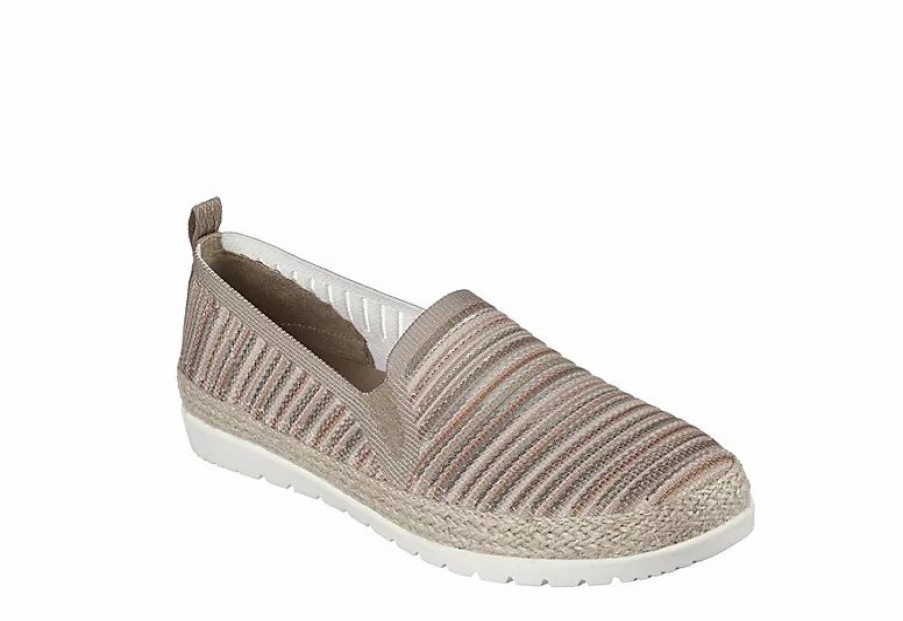 * Skechers Womens Flexpadrille 3.0 Serene Sweetie Slip On Sneaker Taupe Women