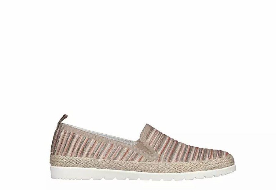 * Skechers Womens Flexpadrille 3.0 Serene Sweetie Slip On Sneaker Taupe Women