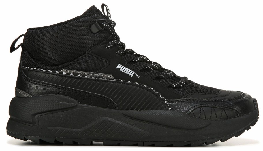 * Puma Kids' X-Ray 2 Mid Top Sneaker Big Kid Black/Black/Silver Boys