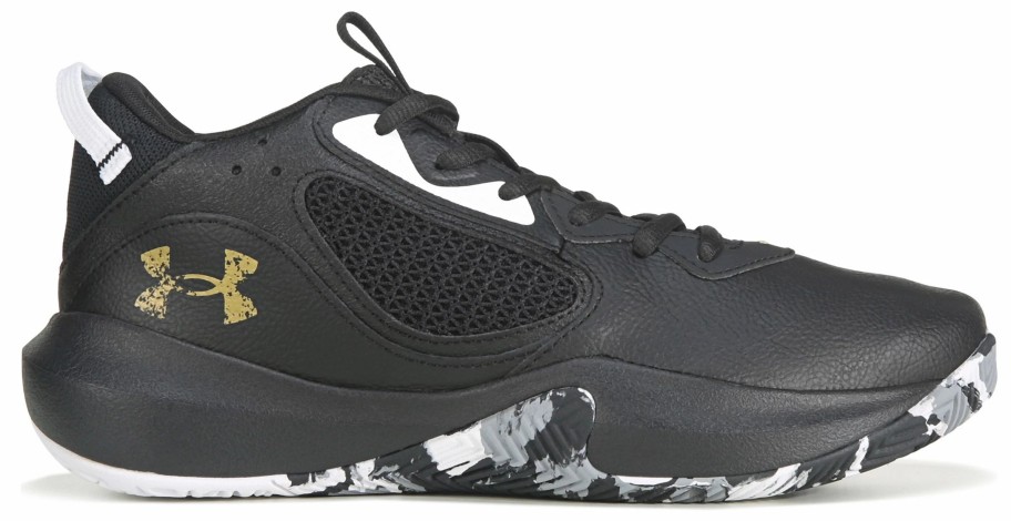 * Men'S Lockdown 6 Basketball Shoe Black/White/Gold Men