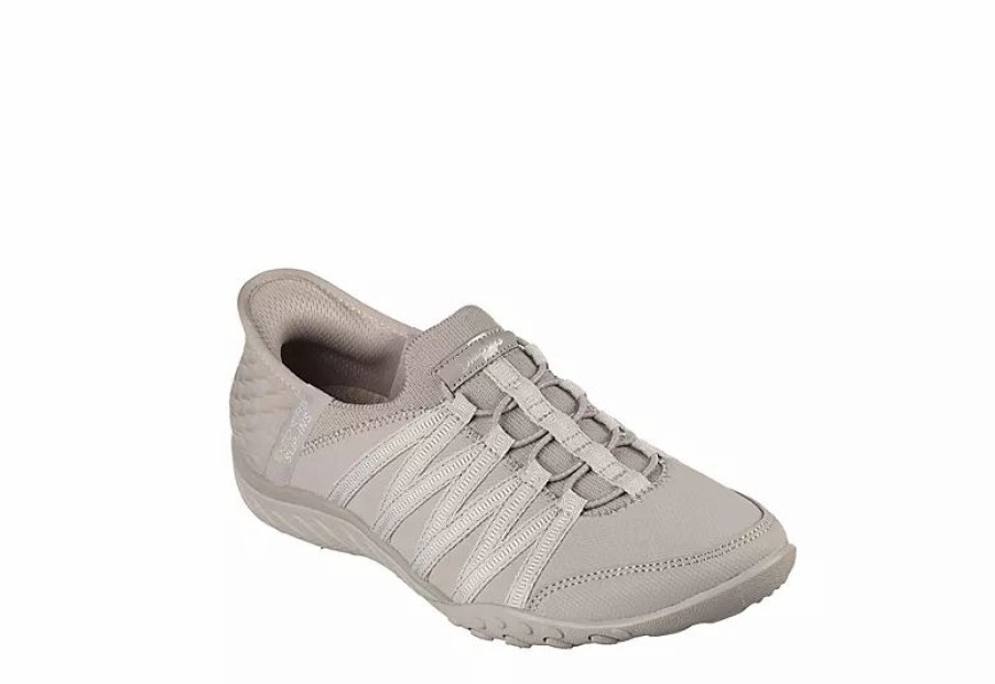 * Skechers Womens Slip-Ins Breathe Easy Roll With Me Sneaker Taupe Women