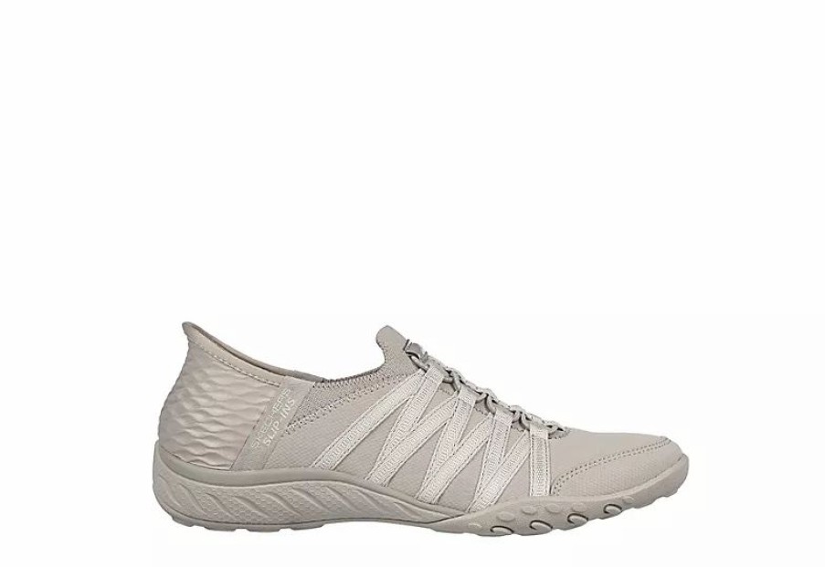 * Skechers Womens Slip-Ins Breathe Easy Roll With Me Sneaker Taupe Women