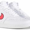 * Nike Women'S Court Vision Mid Sneaker White/Crimson Women