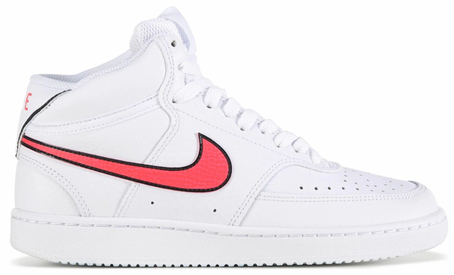 * Nike Women'S Court Vision Mid Sneaker White/Crimson Women