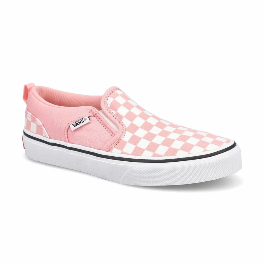 * Vans Girls' Asher Sneaker Checkered Pink/Wh Girls