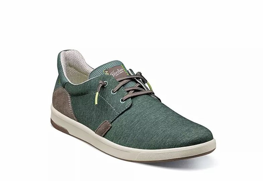 * Florsheim Mens Crossover Canvas Plain Toe Slip On Sneaker Green Men