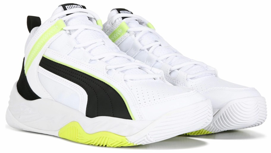 * Puma Men'S Rebound Future Evo Basketball Shoe White/Lime Men