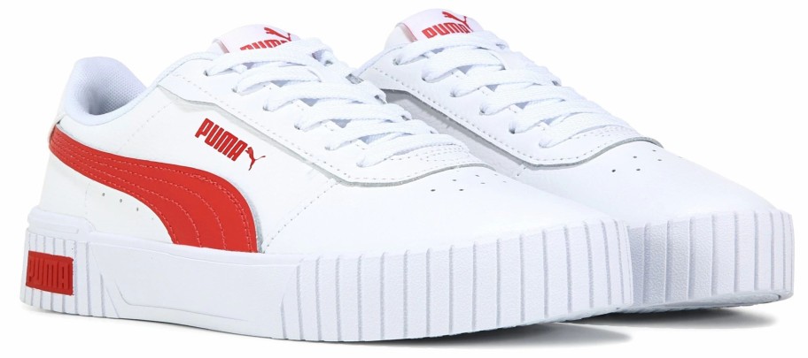 * Puma Women'S Carina Court Sneaker White/Red Women