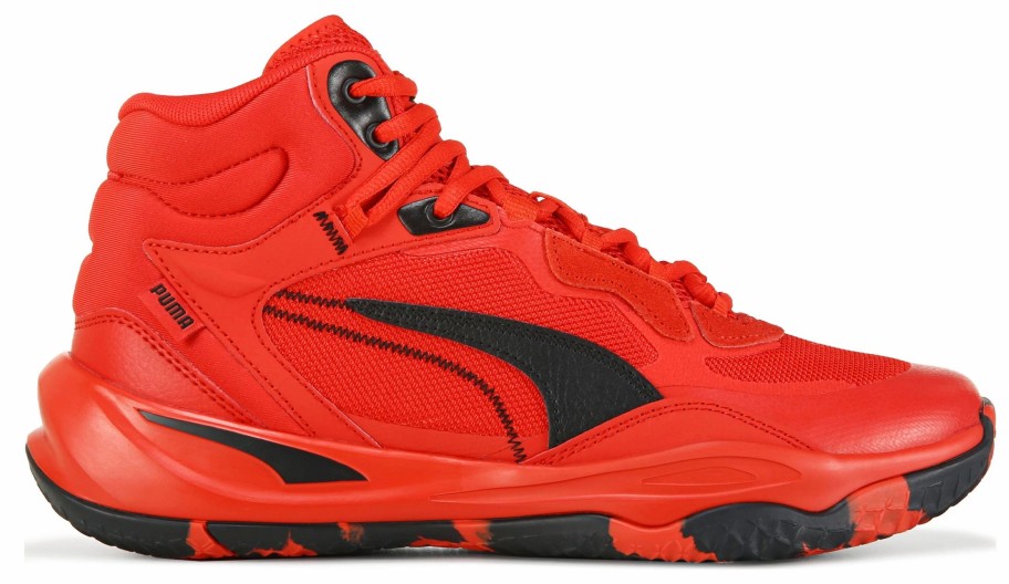 * Puma Kids' Playmaker Pro Mid Top Basketball Shoe Big Kid Red/Black Boys