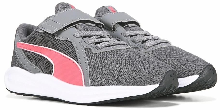 * Puma Kids' Twitch Running Shoe Little Kid Grey/Pink Girls