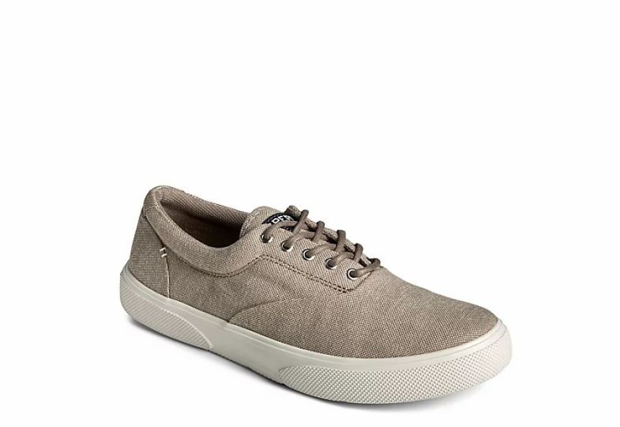 * Sperry Mens Halyard Plushstep Cvo Sneaker Taupe Men