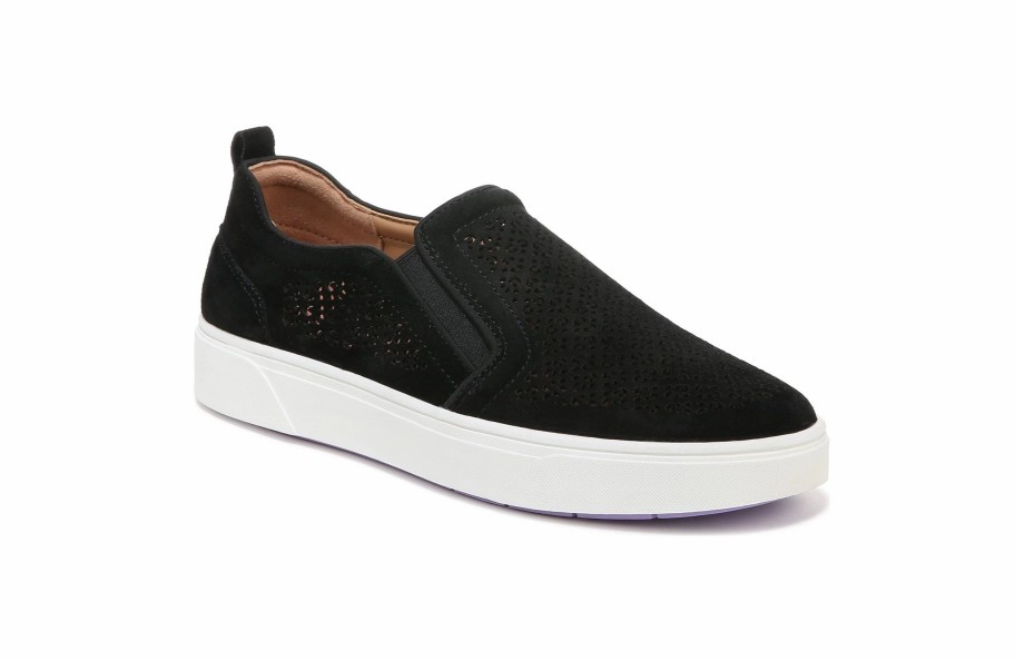 * Women'S Kimmie Perforated Slip On Sneaker Black Suede Women