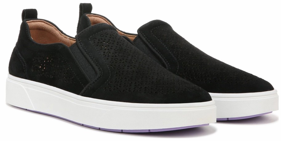 * Women'S Kimmie Perforated Slip On Sneaker Black Suede Women