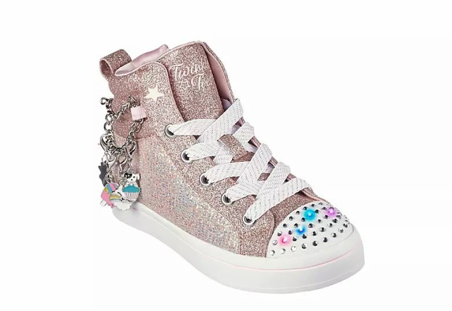 * Skechers Girls Twi-Lites 2.0 Twinkle Toes Light Up Sneaker Rose Gold Girls