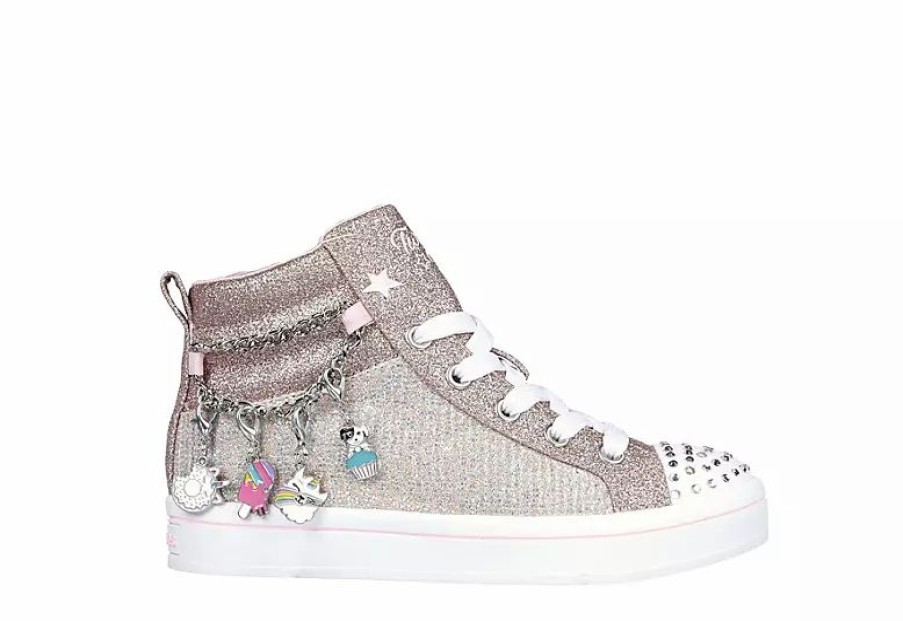 * Skechers Girls Twi-Lites 2.0 Twinkle Toes Light Up Sneaker Rose Gold Girls