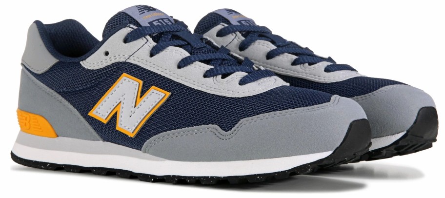 * &New Kids' 515 Sneaker Big Kid Navy/Yellow Boys