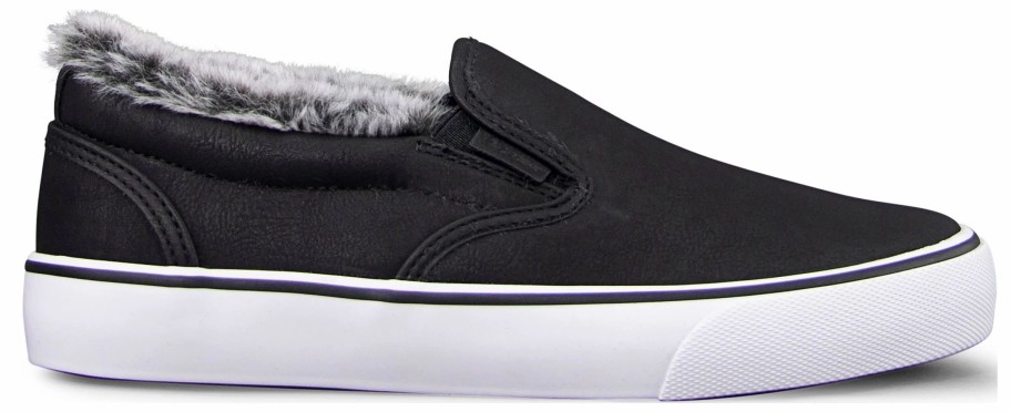 * Women'S Clipper Fur Lined Slip On Sneaker Black/White Women