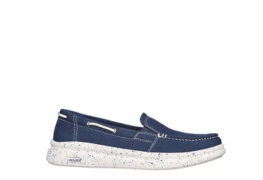 * Skechers Womens Arch Fit Skipper Playful Slip On Sneaker Navy Women